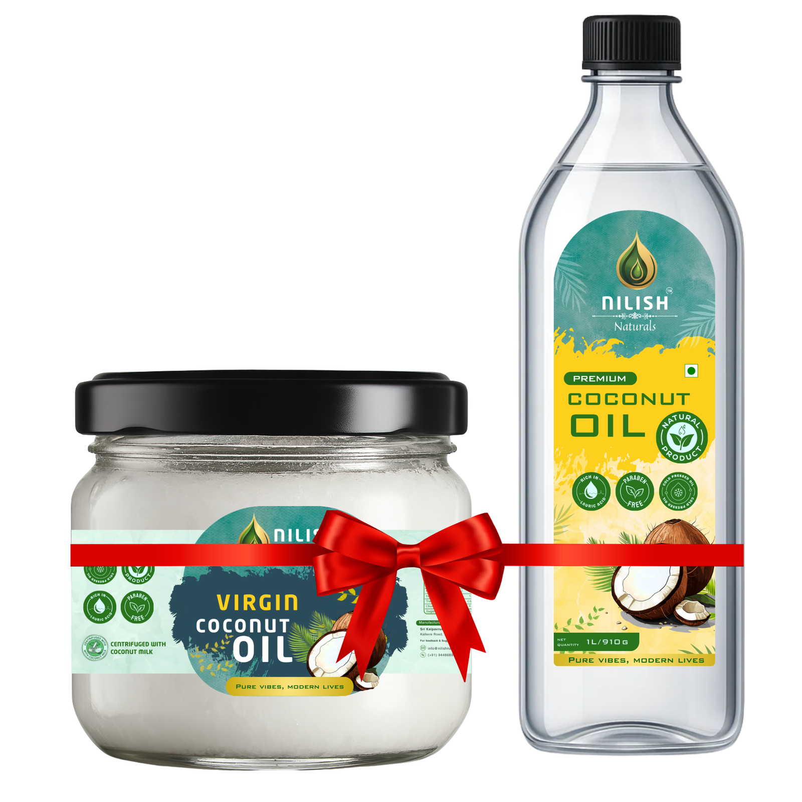 Oil Combo - Virgin Coconut Oil 250ml & Cold Pressed Coconut Oil 1ltr